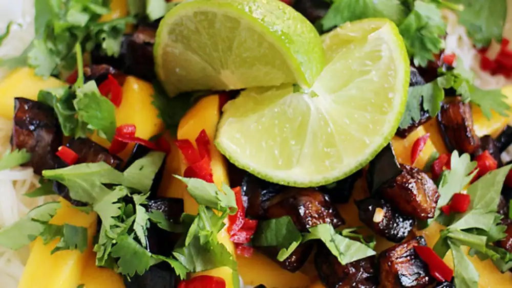 This Thai rice noodle salad with mango and eggplant is the light summer recipe you'll want to save