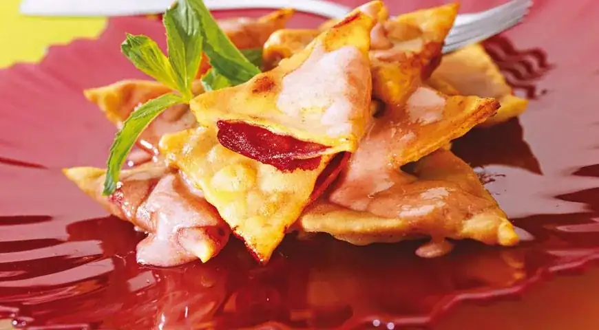 Fried plum ravioli