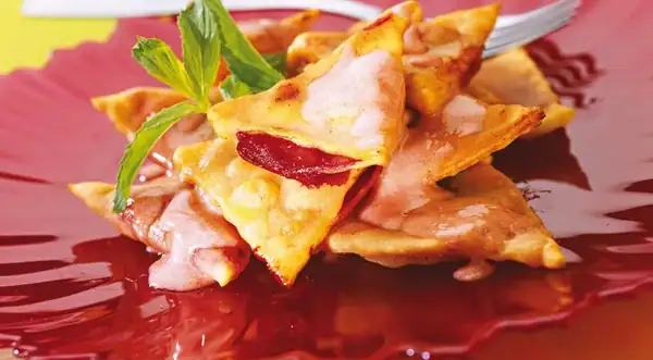 Fried plum ravioli