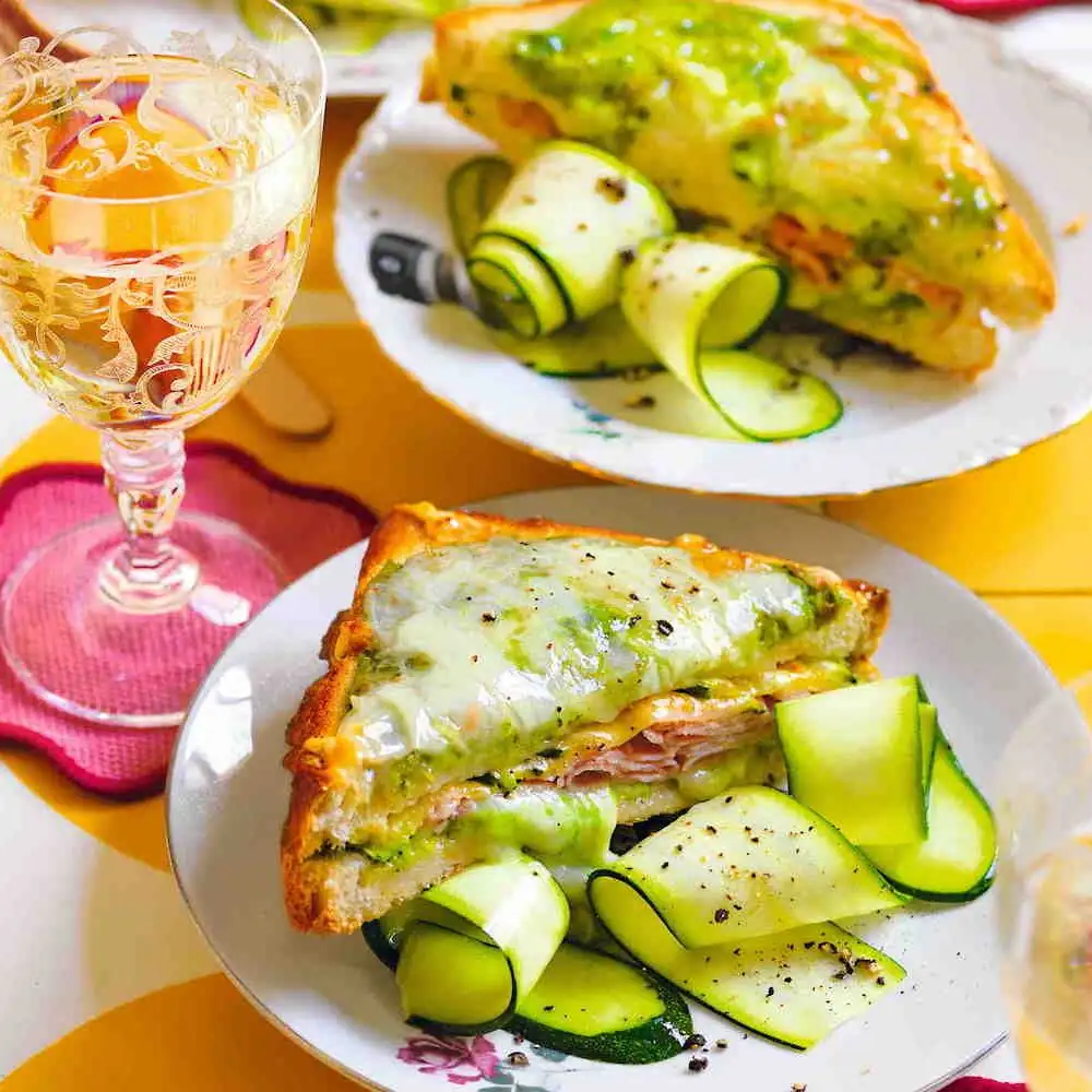 We put the courgettes in the croque monsieur