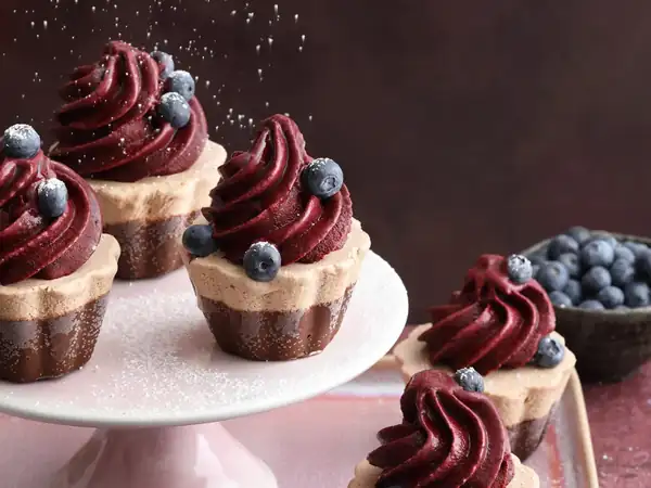 Mocha chocolate cupcakes with sour cream ice cream